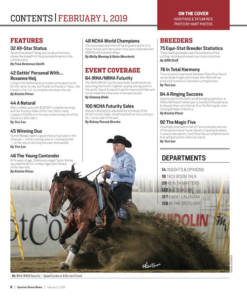 February 1, 2019, Issue of Quarter Horse News Magazine