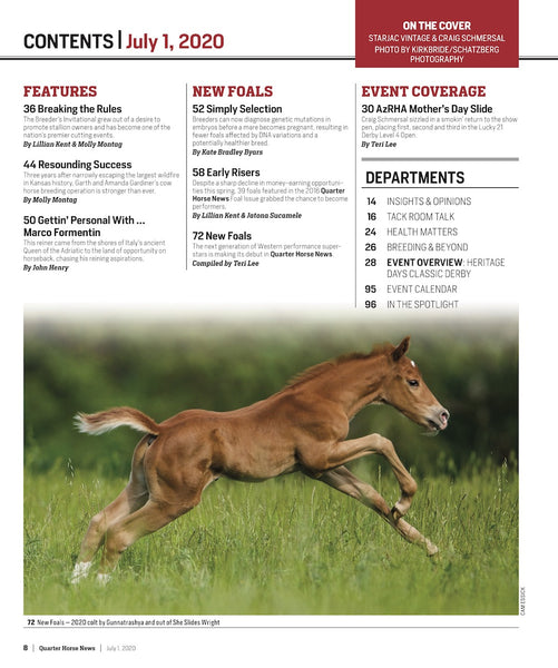July 1, 2020, Issue of Quarter Horse News Magazine