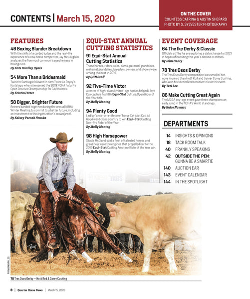 March 15, 2020, Issue of Quarter Horse News Magazine
