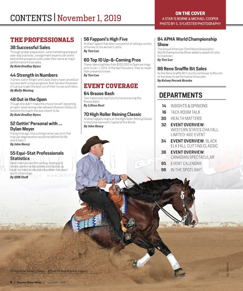 November 1, 2019, Issue of Quarter Horse News Magazine