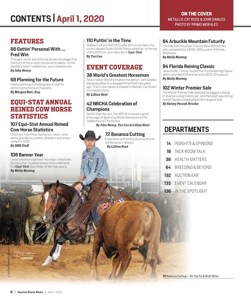 April 1, 2020, Issue of Quarter Horse News Magazine